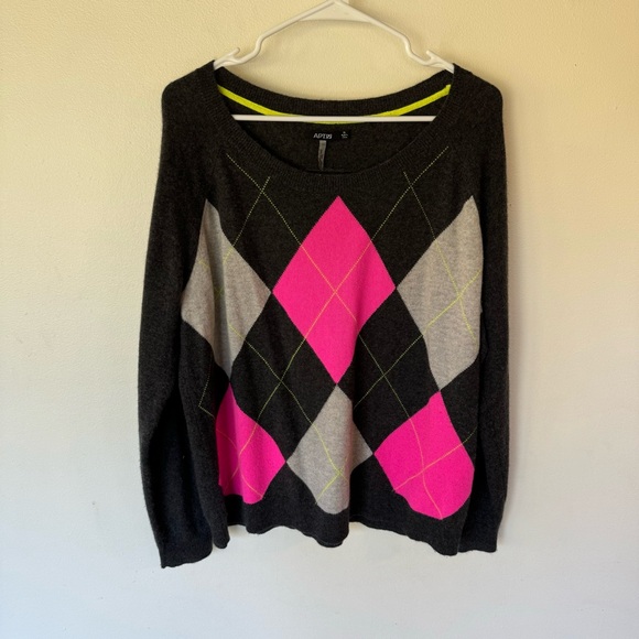 Apt 9 100% cashmere argyle print cozy pullover sweater size XL - Picture 2 of 6